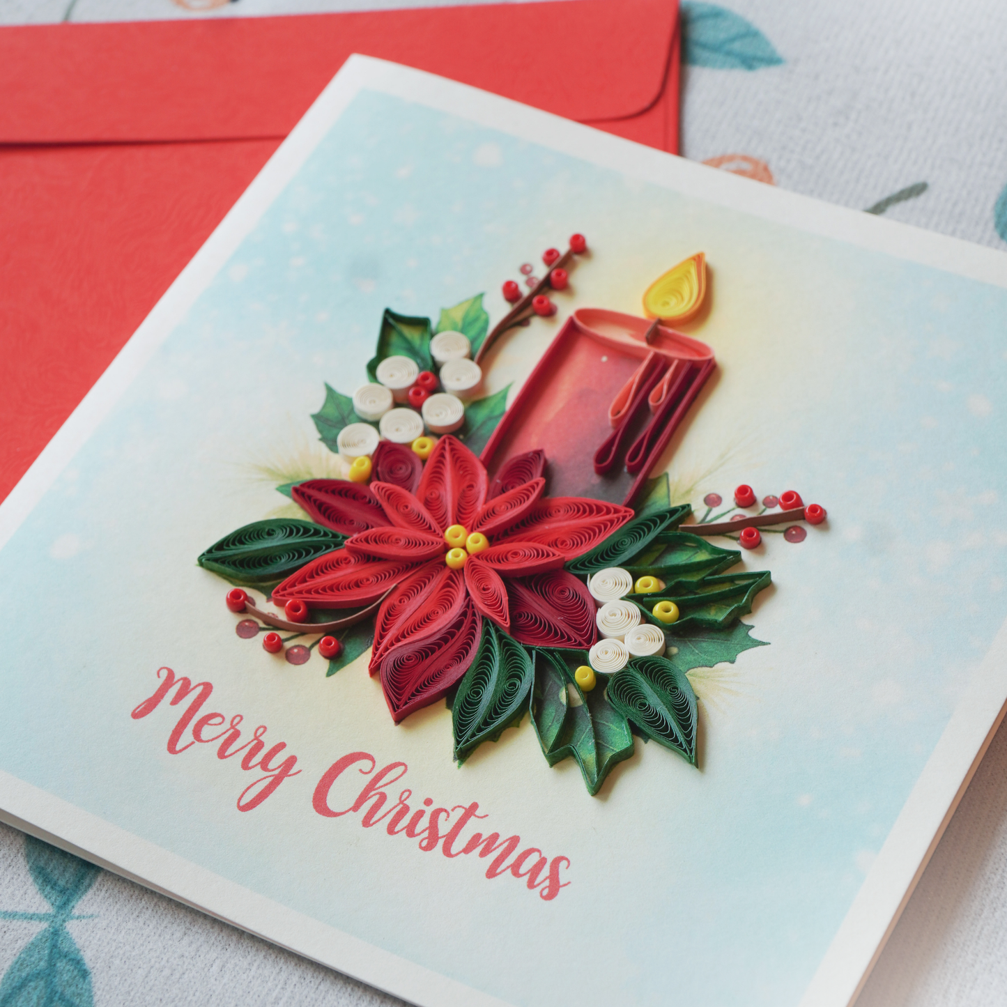 Christmas Candle & Poinsettia