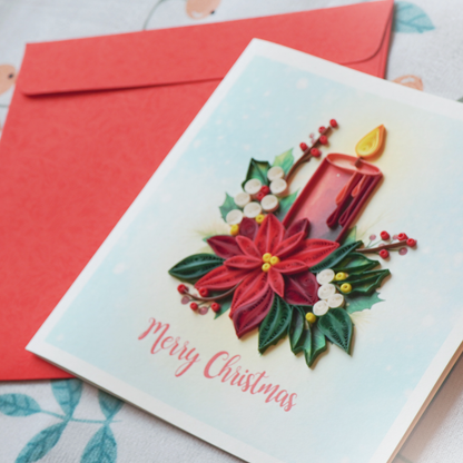 Christmas Candle & Poinsettia