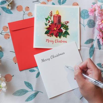 Christmas Candle & Poinsettia